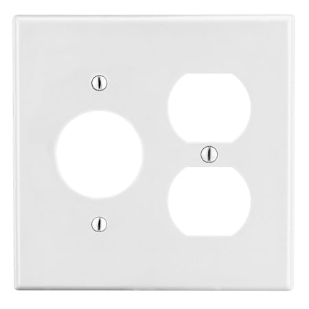 Hubbell Wiring Device-Kellems Wallplate, 2-Gang, 1) Duplex 1) 1.40" Opening, White P78W
